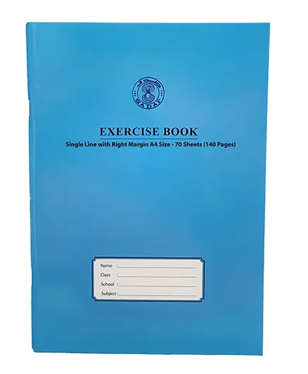 Sadaf Single Line With Right Margin A4 Size Exercise Book - Blue