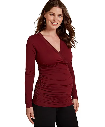 Mums & Bumps - Isabella Oliver Maternity Top - Maroon