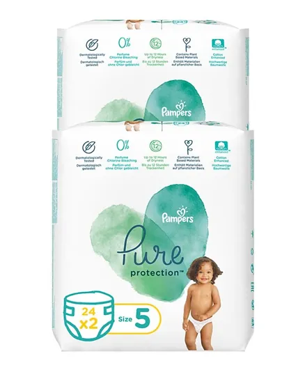 Pampers Pure Protection Taped Diapers Dual Pack  Size 5 - 48 Pieces