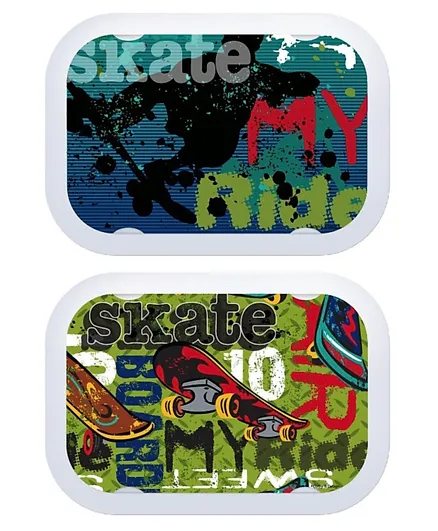 Yubo Face Plate Set Skater Print - Green Blue