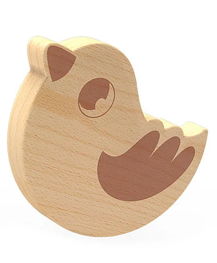 MWSJ Wooden Bird Handbell Rattle for Babies 0M+, BPA-Free Natural Organic Wood, Gentle Soothing Sound, 12.5x9.7x5.5cm, Ideal Baby Shower Gift