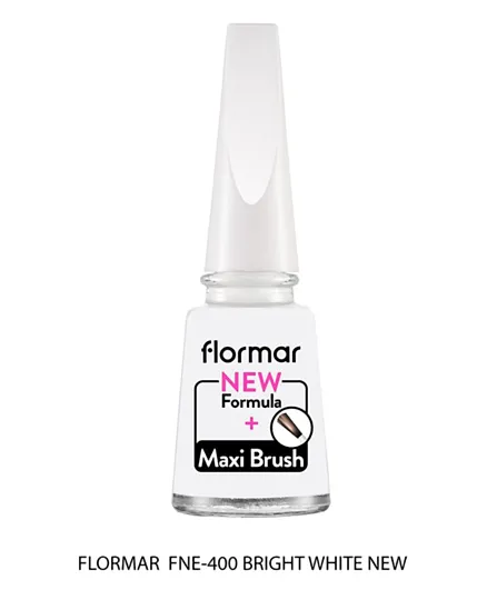 Flormar F/M Nail Enamel  400 Bright white - 11mL