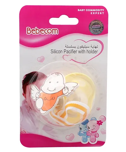 Bebecom Silicon Pacifier With Holder - Pink