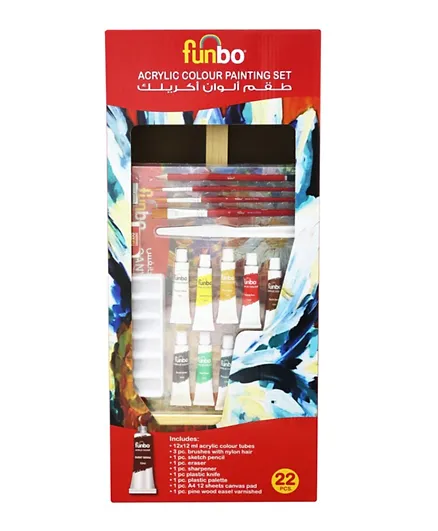 Funbo Acrylic Color Painting Set 22 Pieces - Assorted