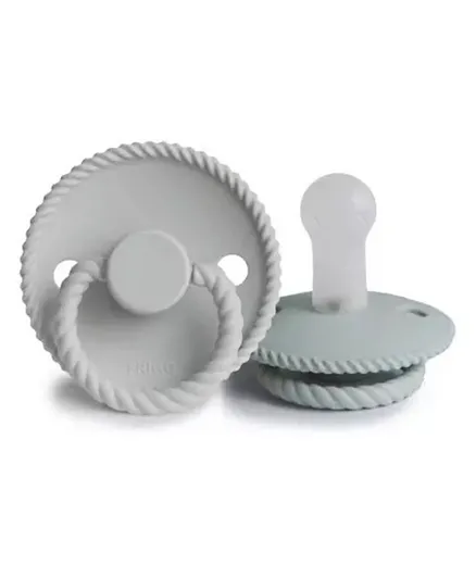 FRIGG Rope Silicone Baby Pacifier 2-Pack French Gray/Silver Gray - Size 2