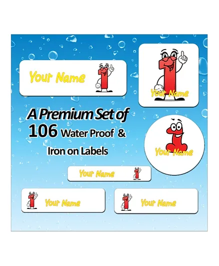 Ajooba Value Pack With Personalized Waterproof & Iron On Labels 0013 - Pack Of 106