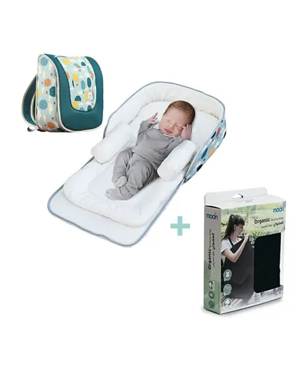 Moon Travalo Travel Baby Bed With Backpack And Privacy Wrap - Green