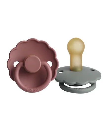 FRIGG Daisy Latex Baby Pacifier 2-Pack Woodchuck/French Grey - Size 1