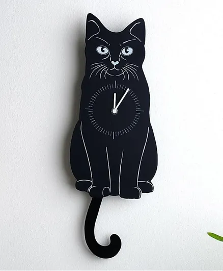 PAN Home Feline Wall Clock - Black