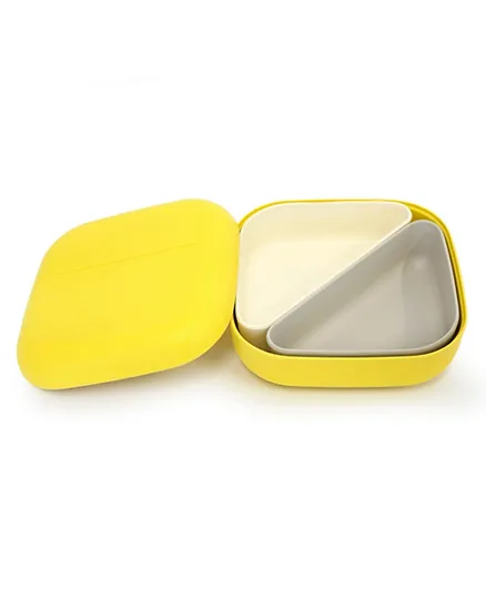 Ekobo Go Square Bento Lunch Box - Lemon + White & Stone Compartments