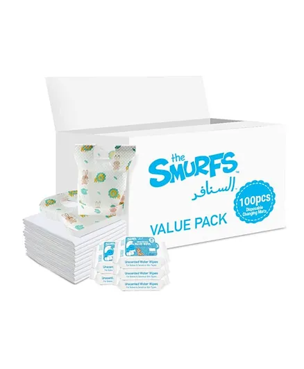 Smurfs Disposable Changing Mats with Other Essentials - Value Pack