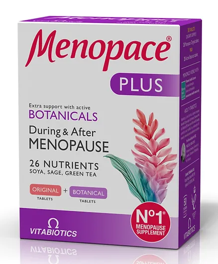 Vitabiotics Menopace Plus 28 Days Supply - 28 Original Tablets + 28 Botanical Tablets