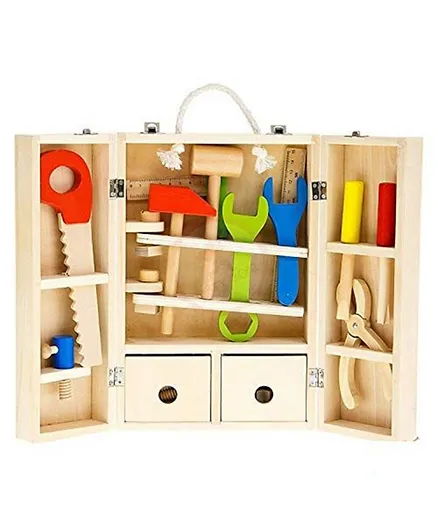 صندوق أدوات لعبة خشبي من برين جيجلز، عبوة من 43 - متعدد الألوان
