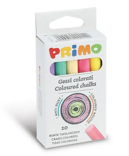 Primo Coloured Antidust Chalks Multicolor - Pack of 10