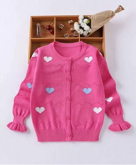 Kookie Kids Full Sleeves Printed Sweater - Pink