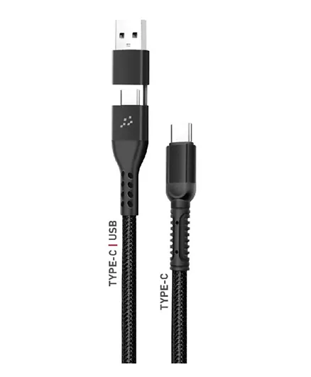 Trands 2 In 1 Type-C USB Cable - Black