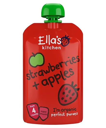 Ella's Kitchen Organic Strawberries + Apples Puree - 120g