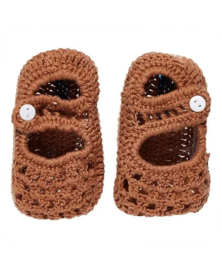 Smurfs Baby Crochet Booties - Brown