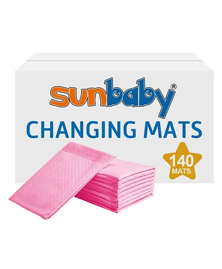 Sunbaby Disposable Changing Mats Pack of 140 - Pink