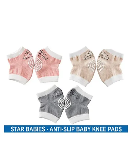 Star Babies Anti Slip Crawling Kneepads Multicolor - Pack of 3