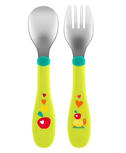 Chicco Metal Fork & Spoon Cutlery Set Pack of 1 - Assorted Colour