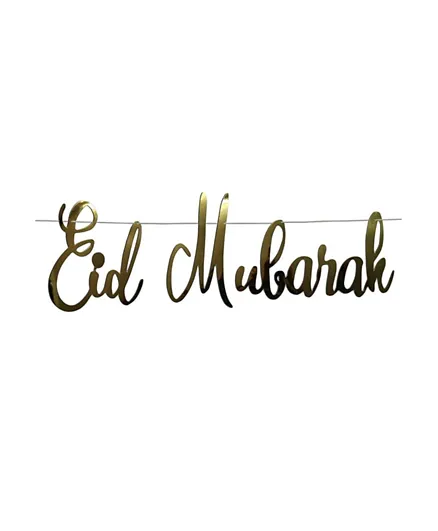 Party Propz Eid Mubarak Banner - Gold Mettalic