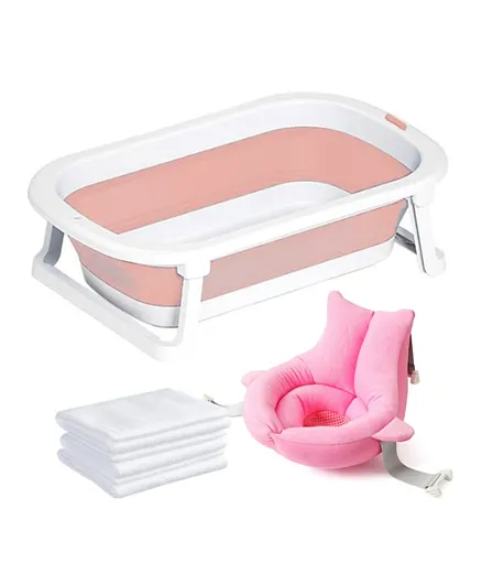 Star Babies Foldable Bathtub And Sink Bather With Free Disposable Towels - Pink