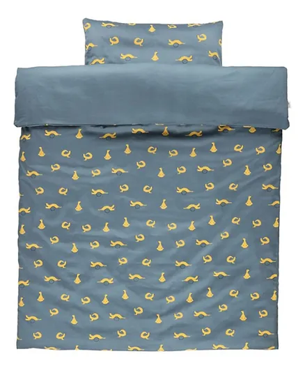 Trixie Cot Duvet Cover Whippy Weasel - Blue & Yellow