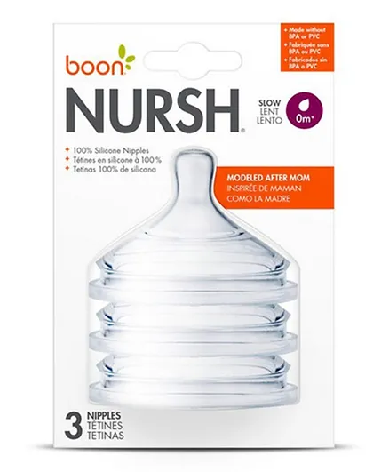 Boon NURSH  Slow Flow Nipples + NURSH Silicone Bottle