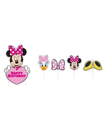 Party Centre Minnie Mouse Candles & Figured Picks Pack of 17 - Pink