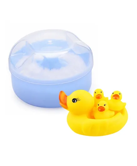 Star Babies Baby Powder Puff and Rubber Duck Blue and Yellow - 2 Piece