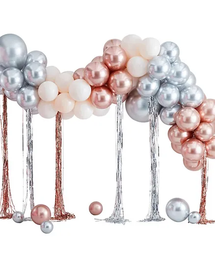 Ginger Ray Balloon Arch With Streamers Pack of 95 - Mixed Metallic