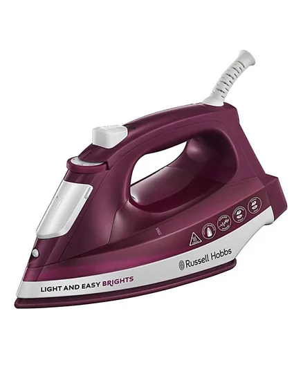 Russell Hobbs Steam Iron with Ceramic Soleplate and Continuous and Vertical Steam 240mL 2400W 24820GCC - Maroon