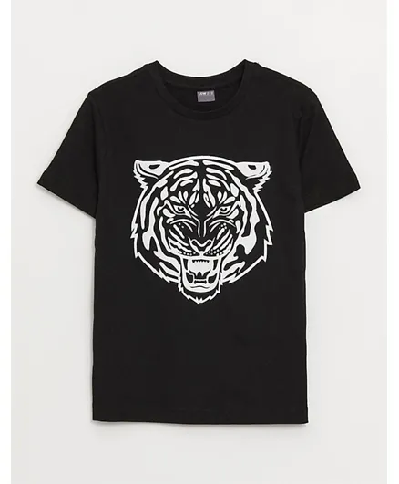 LC Waikiki Tiger Crew Neck T-Shirt - Black