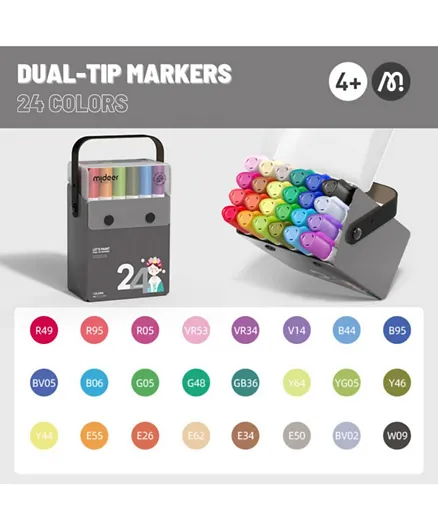 ميدير - أقلام تحديد ذات طرف مزدوج لنبدع بالرسم - 24 لون