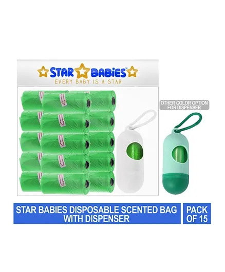 Star Babies Pack of 10 Scented Bags with Dispenser - White & Green