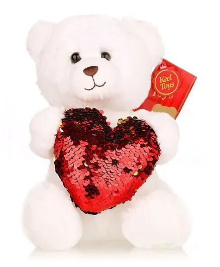 Keel Toys Barney Bear with Sequin Heart 2 - 25cm