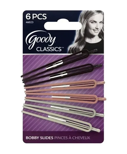 Goody Metallic Long Round Bobby Pin Slides - Pack of 6
