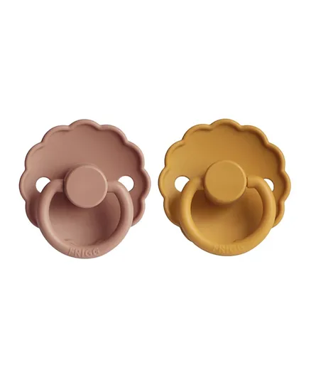 FRIGG Daisy Silicone Baby Pacifier 2-Pack Honey Gold/Rose Gold - Size 1