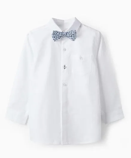 Zippy Solid Full Sleeves Cotton Shirt - White