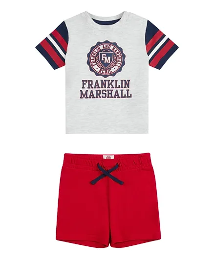 Franklin & Marshall Striped & Logo Graphic T-Shirt and Short Set - Multicolor