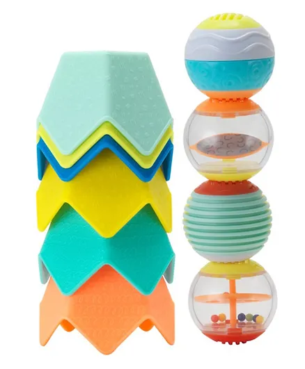 Infantino Sensory Stacking Cups & Activity Ball Set - 10 Pieces