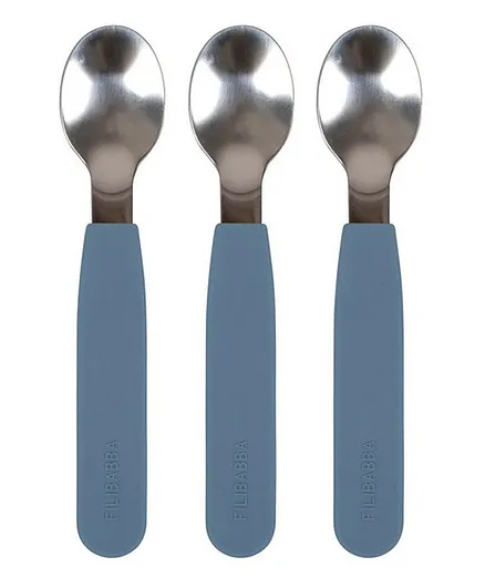 Filibabba Silicone Spoons Powder Blue - Pack Of 3