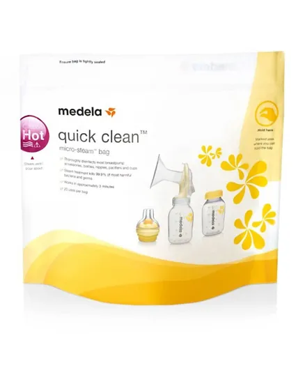 Medela Quick Clean Microwave Sterilization Economy Bags Pack of 5 - Yellow