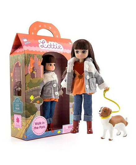 Lottie Walk in the Park Doll - Engaging 22.5cm Toy for Kids 3+, with Bunny Coat, Fox Blouse & Pet Dog Accessory