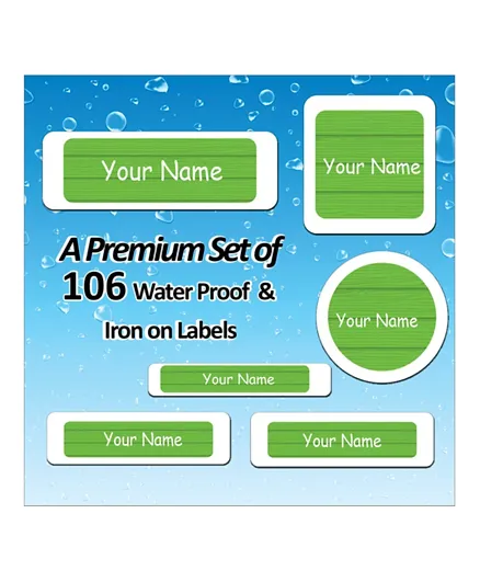 Ajooba Value Pack With Personalized Waterproof & Iron On Labels 0057 - Pack Of 106