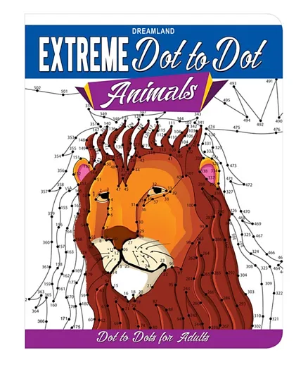 DreamLand Publications Extreme Dot to Dot Animals Activity Book - English, 48pg Concentration Improve