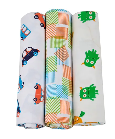 بطانية أطفال قطنية الشاش للأطفال من وندر وي، عبوة من 3 قطع - متعدد الألوان