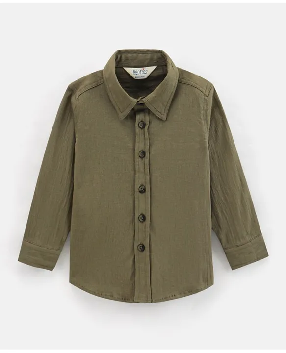 Olive Solid color Shirt | A-82