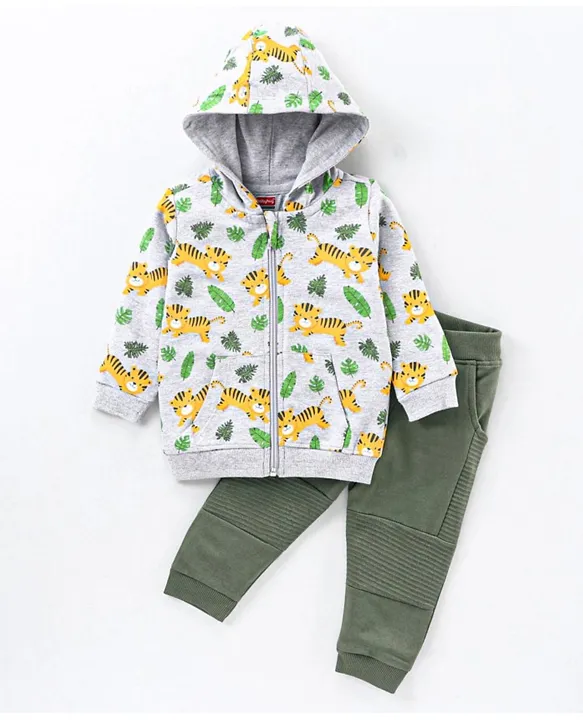 Buy Babyhug 100% Cotton Full Sleeves Hoodie And Lounge Pant Set